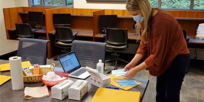 Katherine Hand coordinates a donation of masks to Duke Hospital and the Medical Physics program.